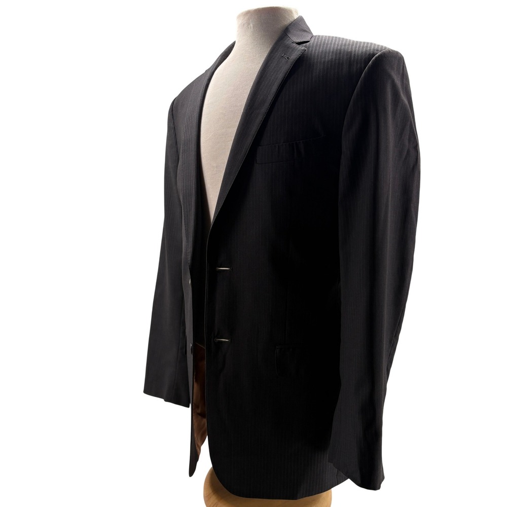 Jos A Bank Joseph Slim Fit Blazer Mens 40L Charcoal Grey Wool Pinstripe Jacket - Picture 3 of 12